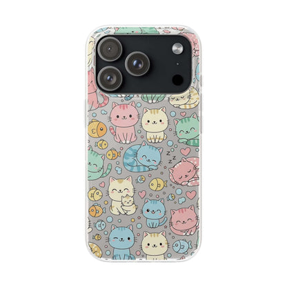 Kawaii Colorful Cat Pattern iPhone 16 17 series Flexi Case