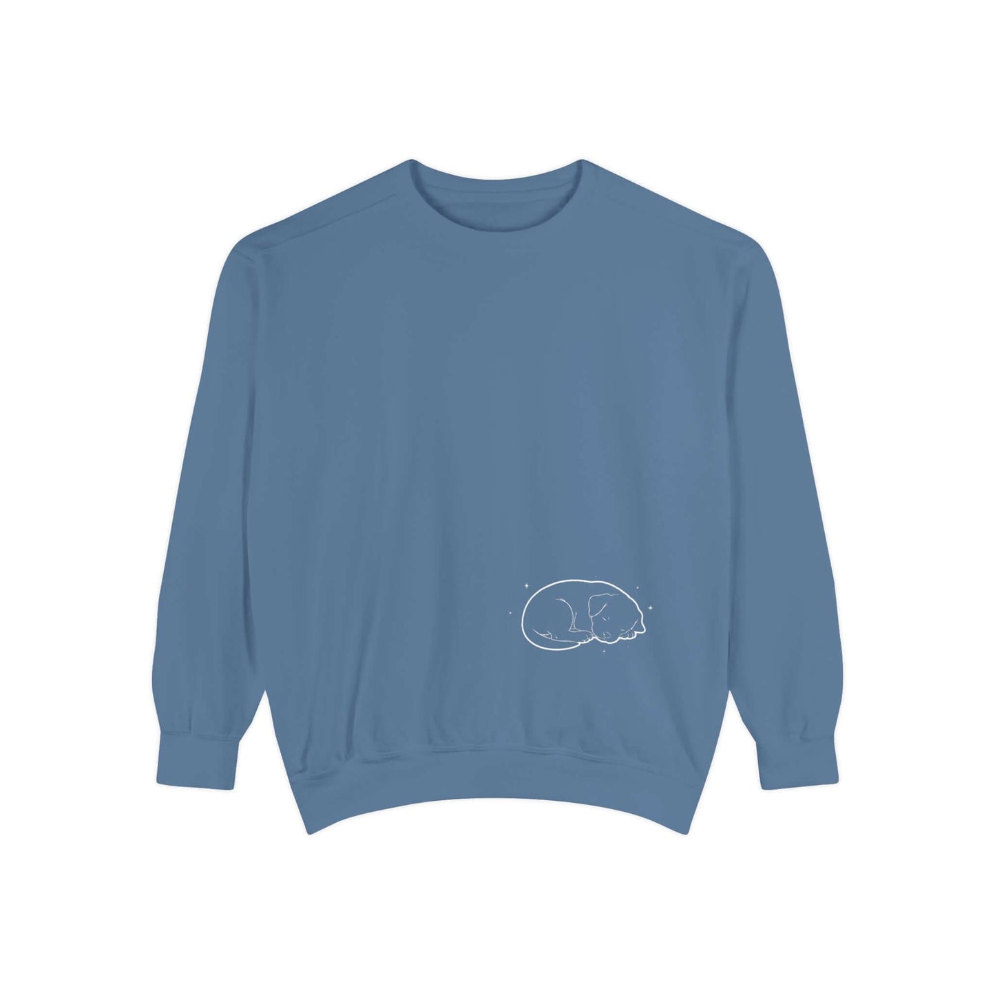 Sleeping dog shadow Cozy Graphic Unisex Crewneck Sweatshirt - White