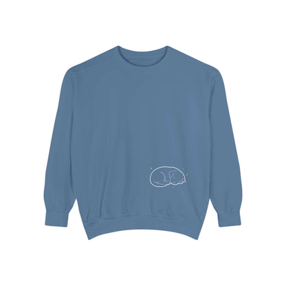 Sleeping dog shadow Cozy Graphic Unisex Crewneck Sweatshirt - White