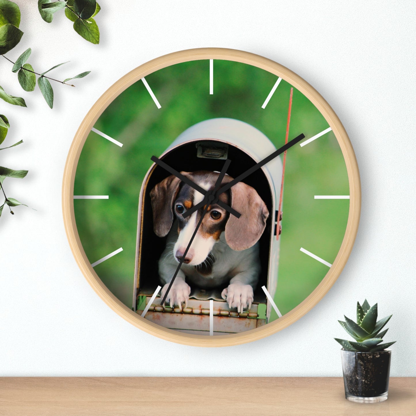 Dog in Post Box different colors Wall Clock