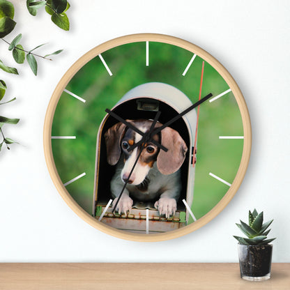 Dog in Post Box different colors Wall Clock