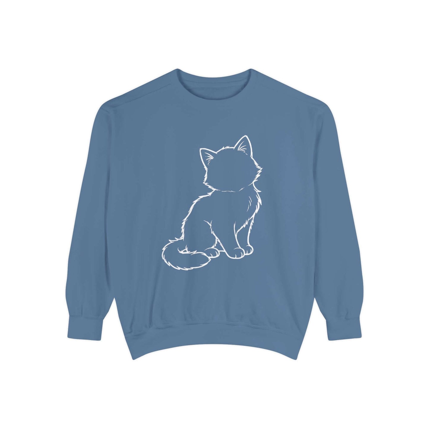 Sitting Cat Shadow Cozy Graphic Unisex Crewneck Sweatshirt style 1
