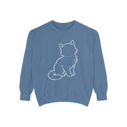 Sitting Cat Shadow Cozy Graphic Unisex Crewneck Sweatshirt style 1