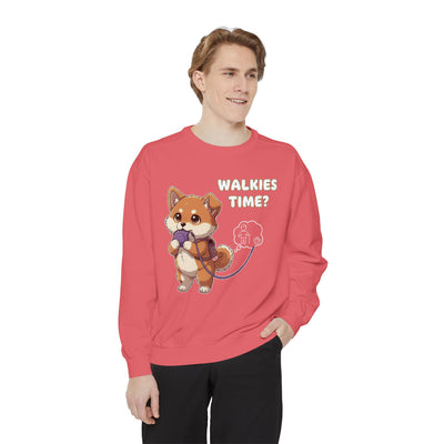 Cute Dog Walk Time style 3 Cozy Graphic Unisex Crewneck Sweatshirt