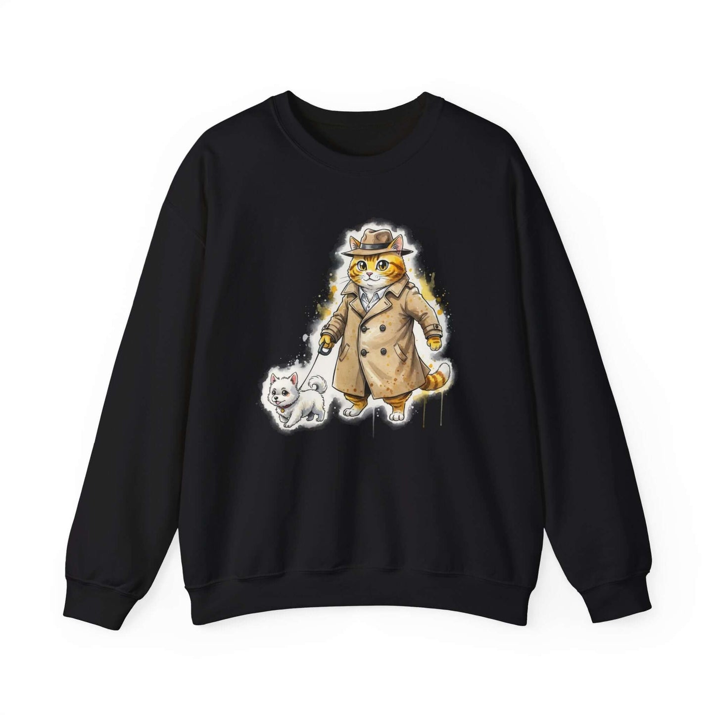 Watercolor Cat & Dog painting Unisex Crewneck Sweatshirt style 1