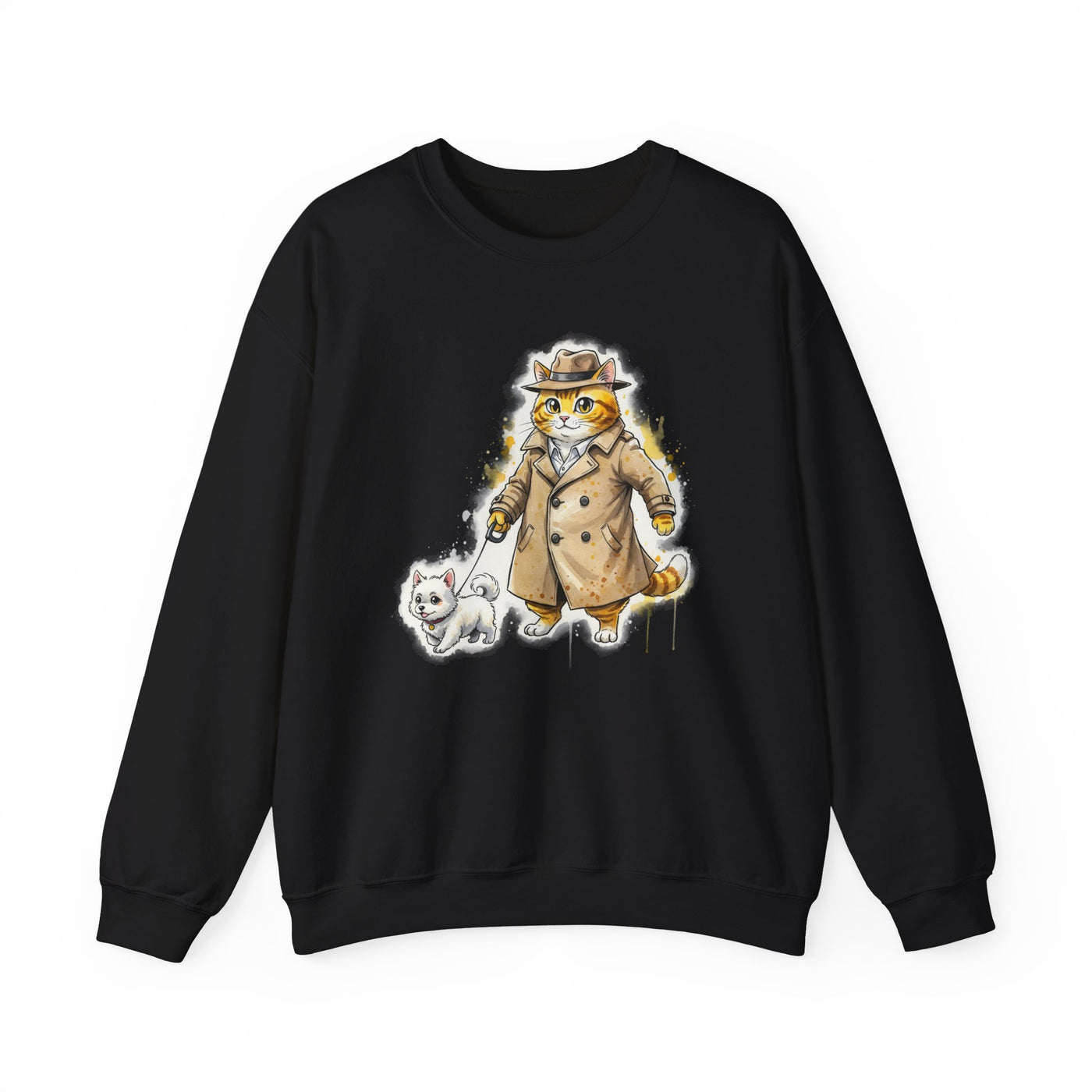 Watercolor painting style 10 Men & Women Cute Cat Pile Crewneck Sweatshirt