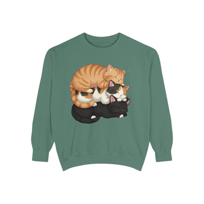 3 Cute Sleeping Cats Cozy Graphic Unisex Crewneck Sweatshirt style 5