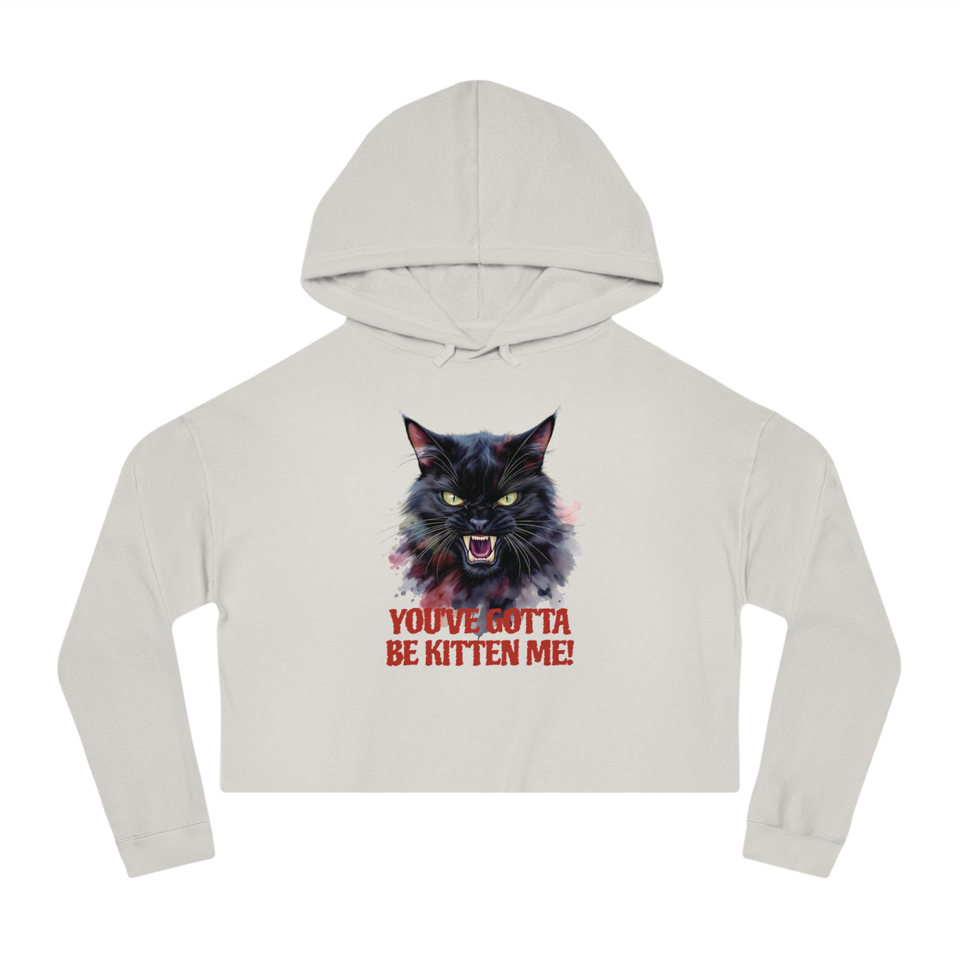 You've Gotta Be Kitten Me - Black Cat Graphic Women Cropped Hoodie