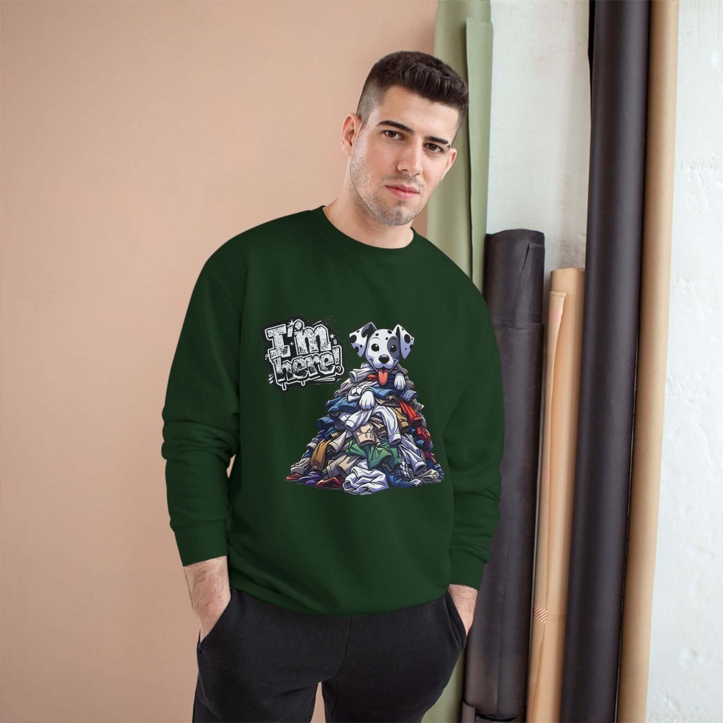 Cute Dog Graphic Champion Unisex Crewneck Sweatshirt - I'm Here!