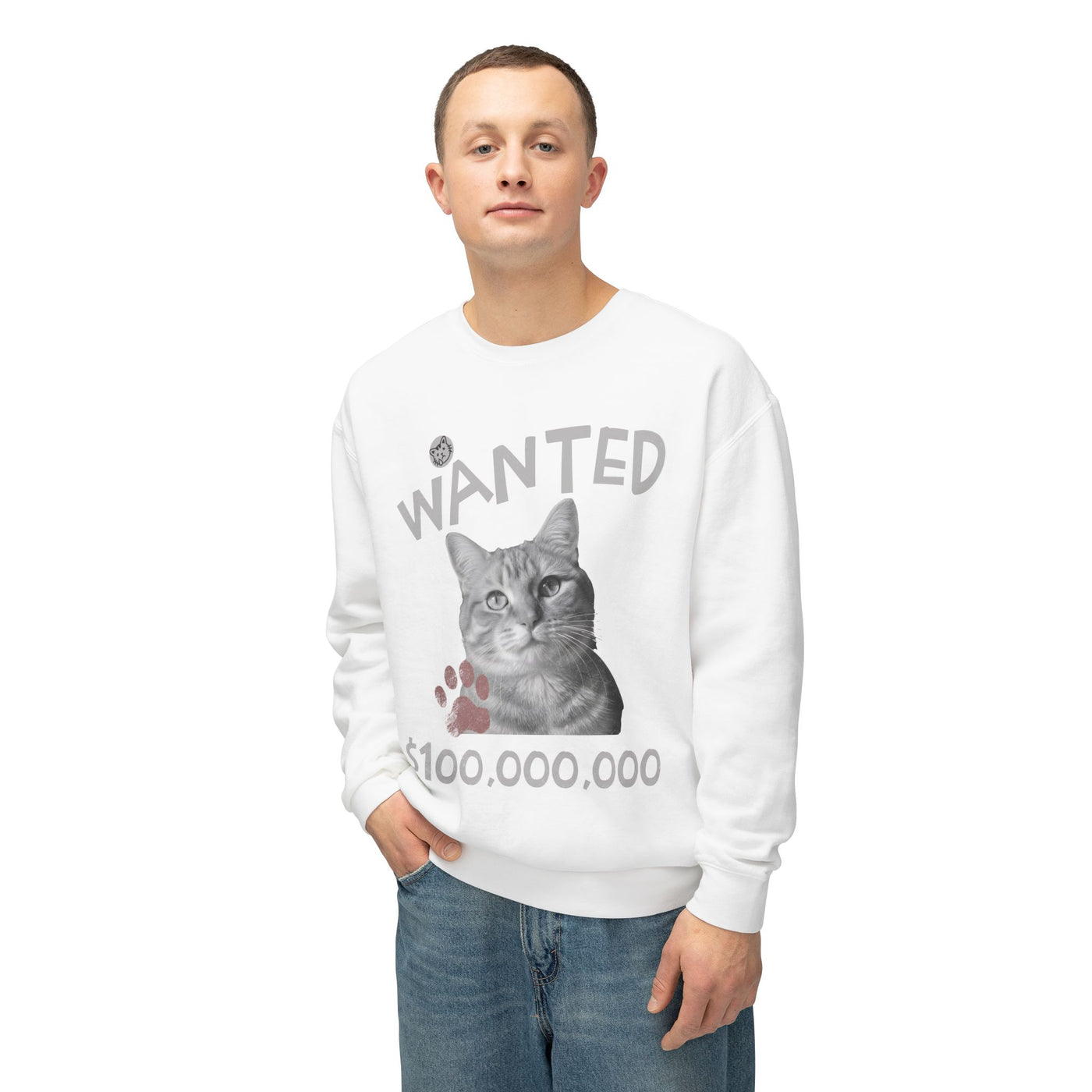 WANTED Cat Poster Design Unisex Crewneck Sweatshirt