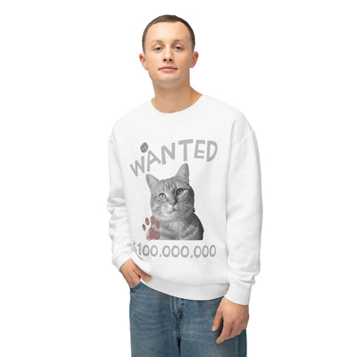 WANTED Cat Poster Design Unisex Crewneck Sweatshirt