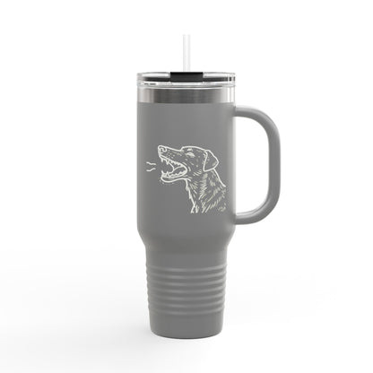 Barking Dog Travel Mug, Insulated Coffee Cup, Dog Lover Gift, For Outdoor Adventures, 40oz Red Drinkware