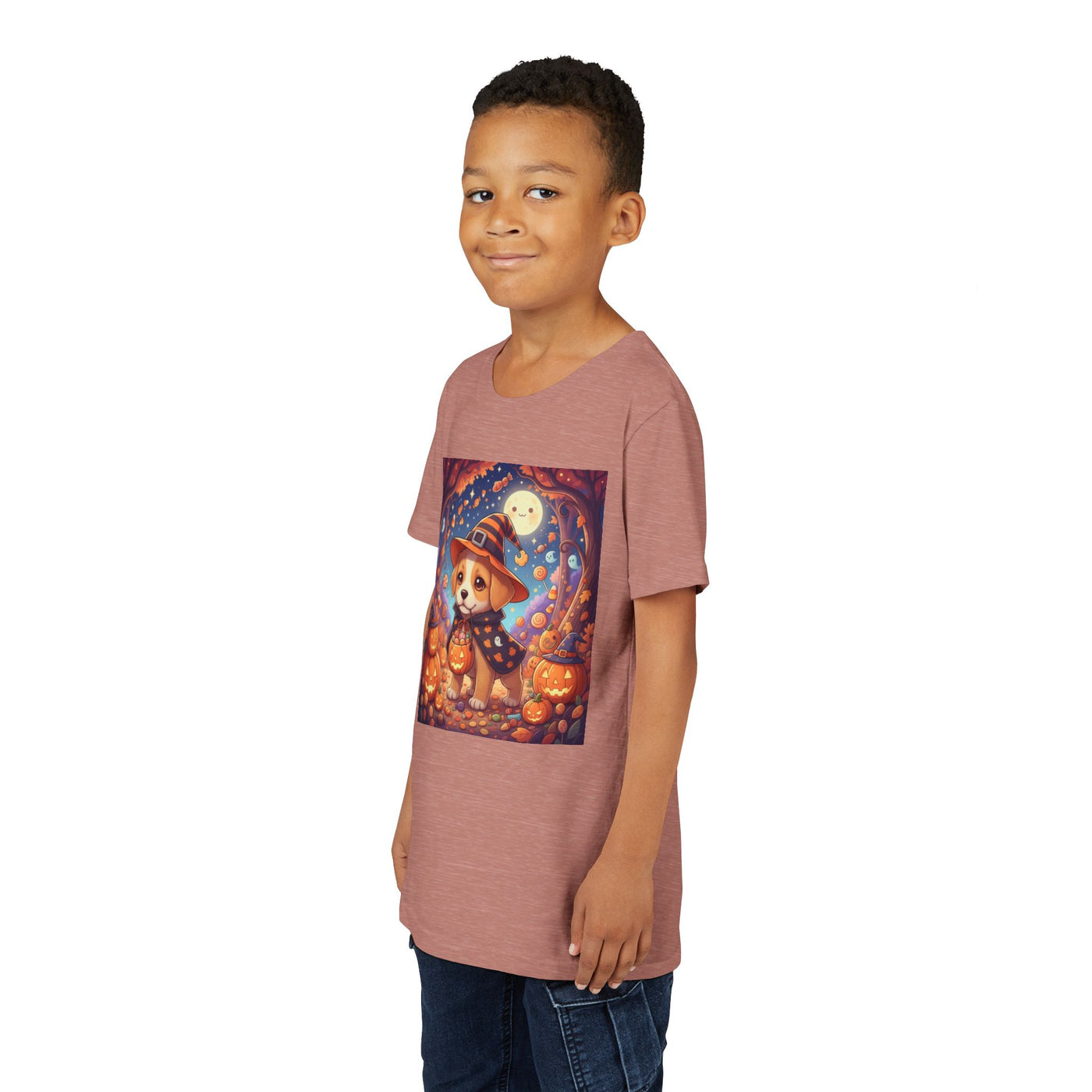 Halloween cute puppy anime style 1 Youth Tee, Short Sleeve T-Shirt, Kids Halloween Apparel, Cute Dog Tee, Fall Outfit for Children