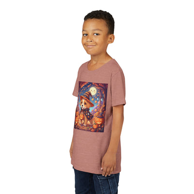 Halloween cute puppy anime style 1 Youth Tee, Short Sleeve T-Shirt, Kids Halloween Apparel, Cute Dog Tee, Fall Outfit for Children