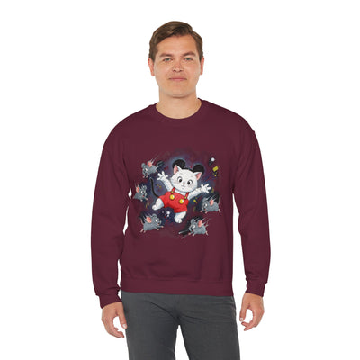 Watercolor painting style 2 Men & Women Cute Cat Pile Crewneck Sweatshirt
