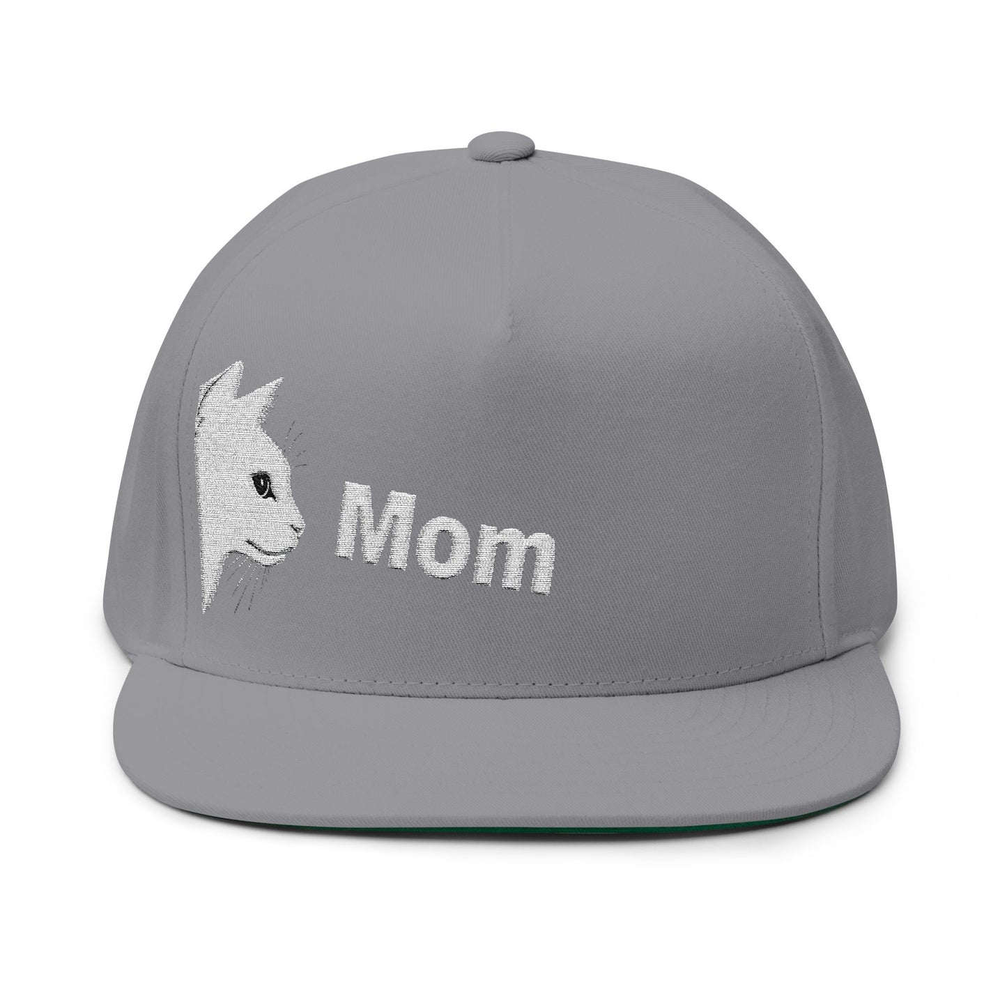 Stylish Embroidered Cat Mom Flat Bill Cap style 4