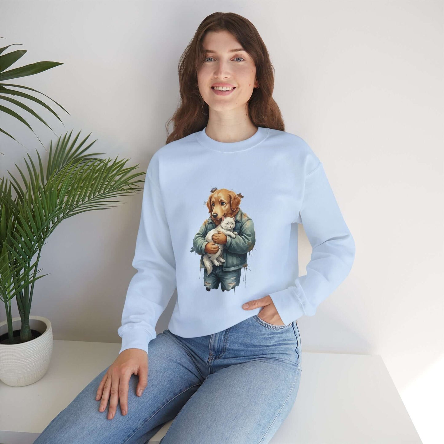 Watercolor Dog painting Unisex Crewneck Sweatshirt style 6