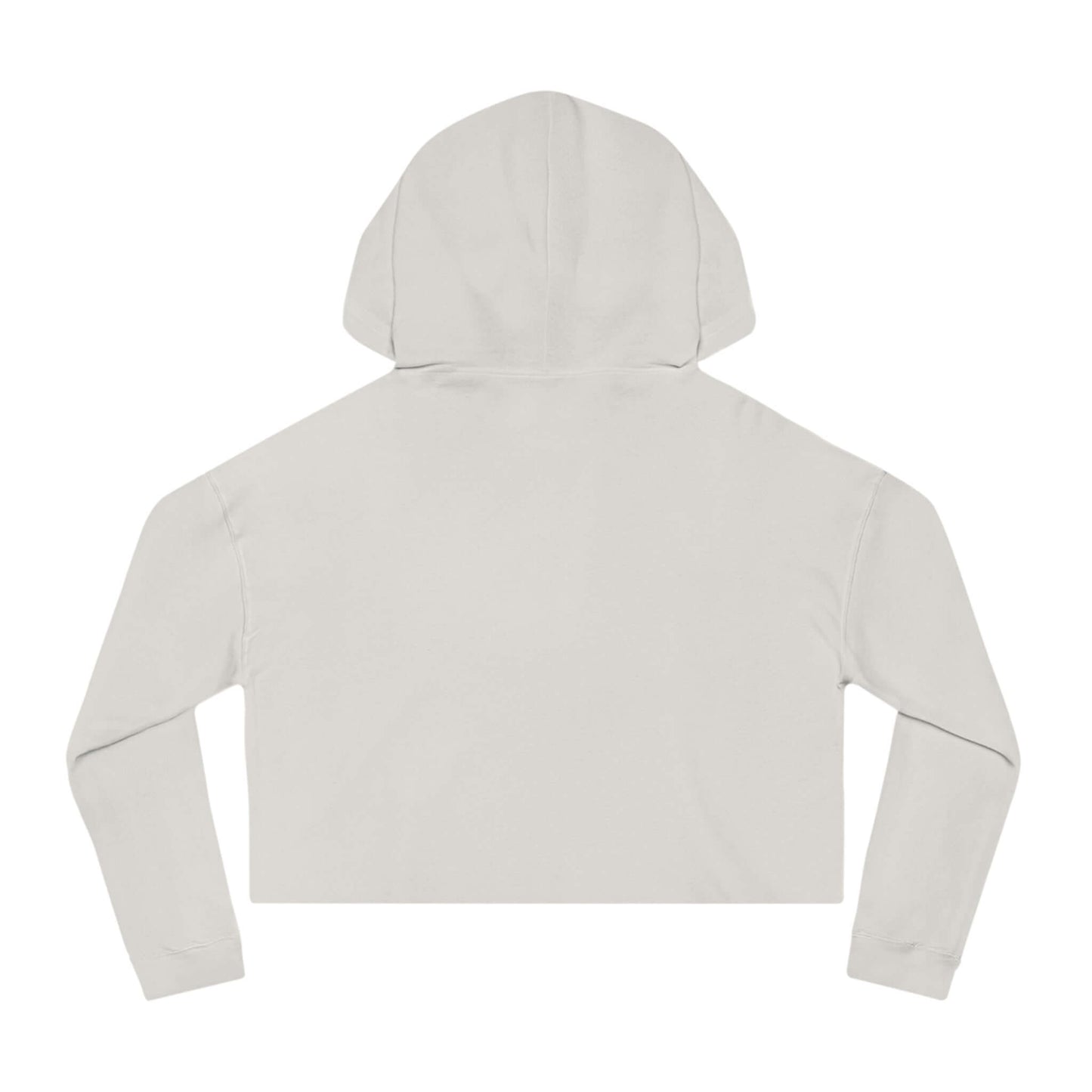 Back view of You've Gotta Be Kitten Me - Black Cat Women Cropped Hoodie in light gray color.
