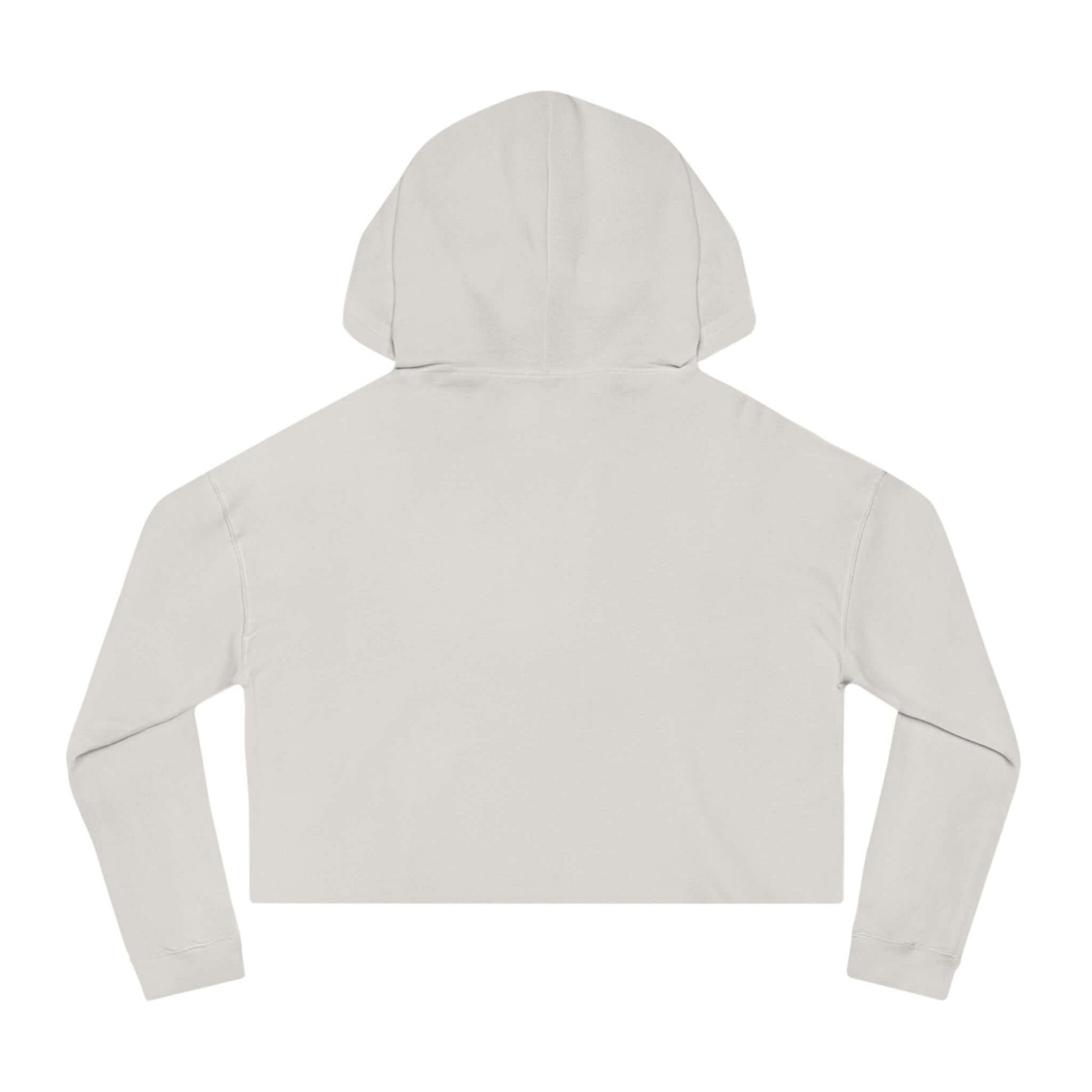 Back view of You've Gotta Be Kitten Me - Black Cat Women Cropped Hoodie in light gray color.