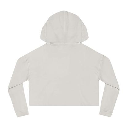 Back view of You've Gotta Be Kitten Me - Black Cat Women Cropped Hoodie in light gray color.