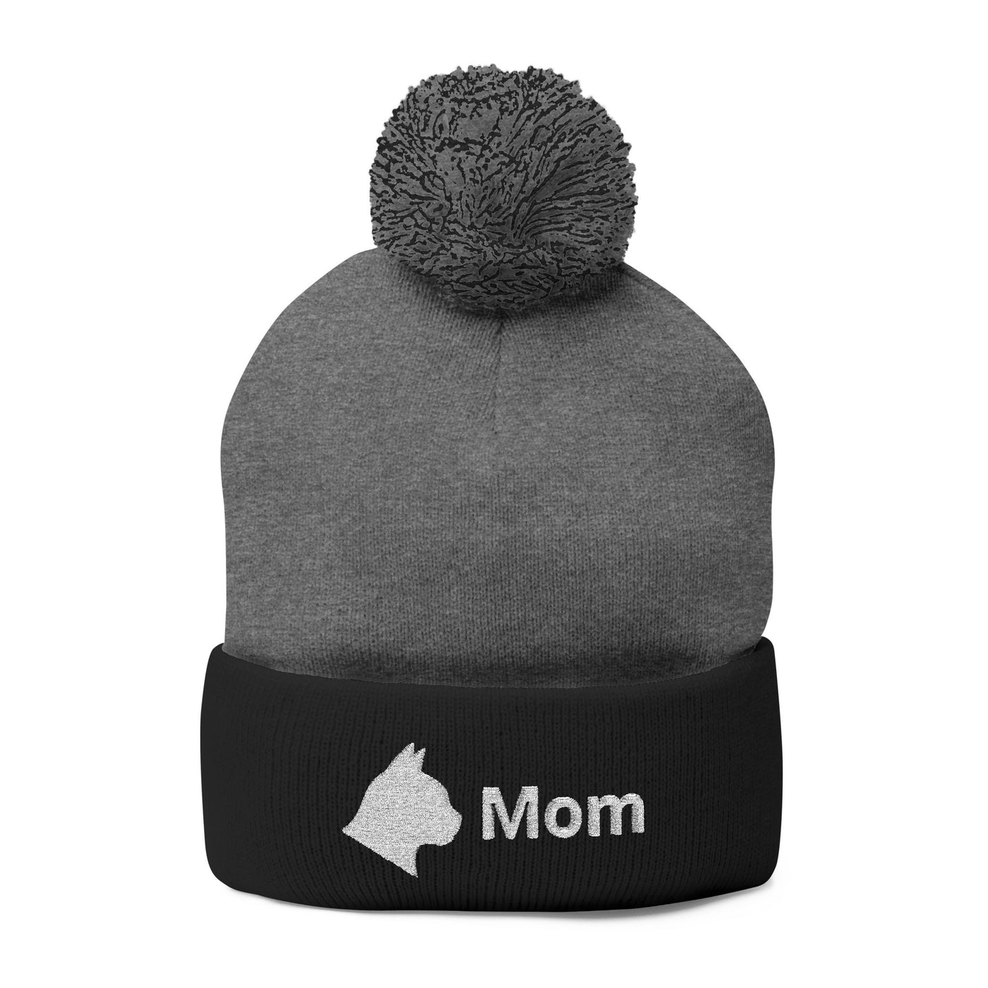 Embroidered Cat Mom Pom-Pom Knit Cap