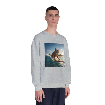 Surfing Cat Unisex NuBlend Crewneck Sweatshirt style 1