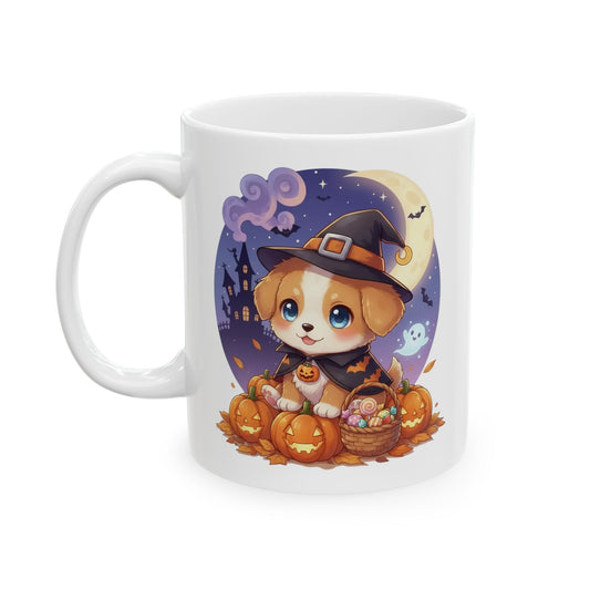 Halloween Themed style 1 Ceramic Mug, Cozy Fall Coffee Cup, Ghosts & Pumpkins Design, Seasonal Gift, Spooky Mug for Halloween Celebrations