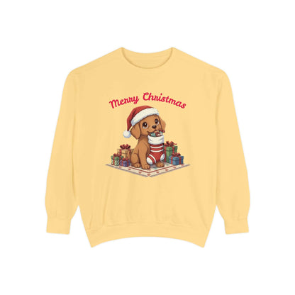 Puppy wait for Christmas presents Unisex Crewneck Sweatshirt style 2