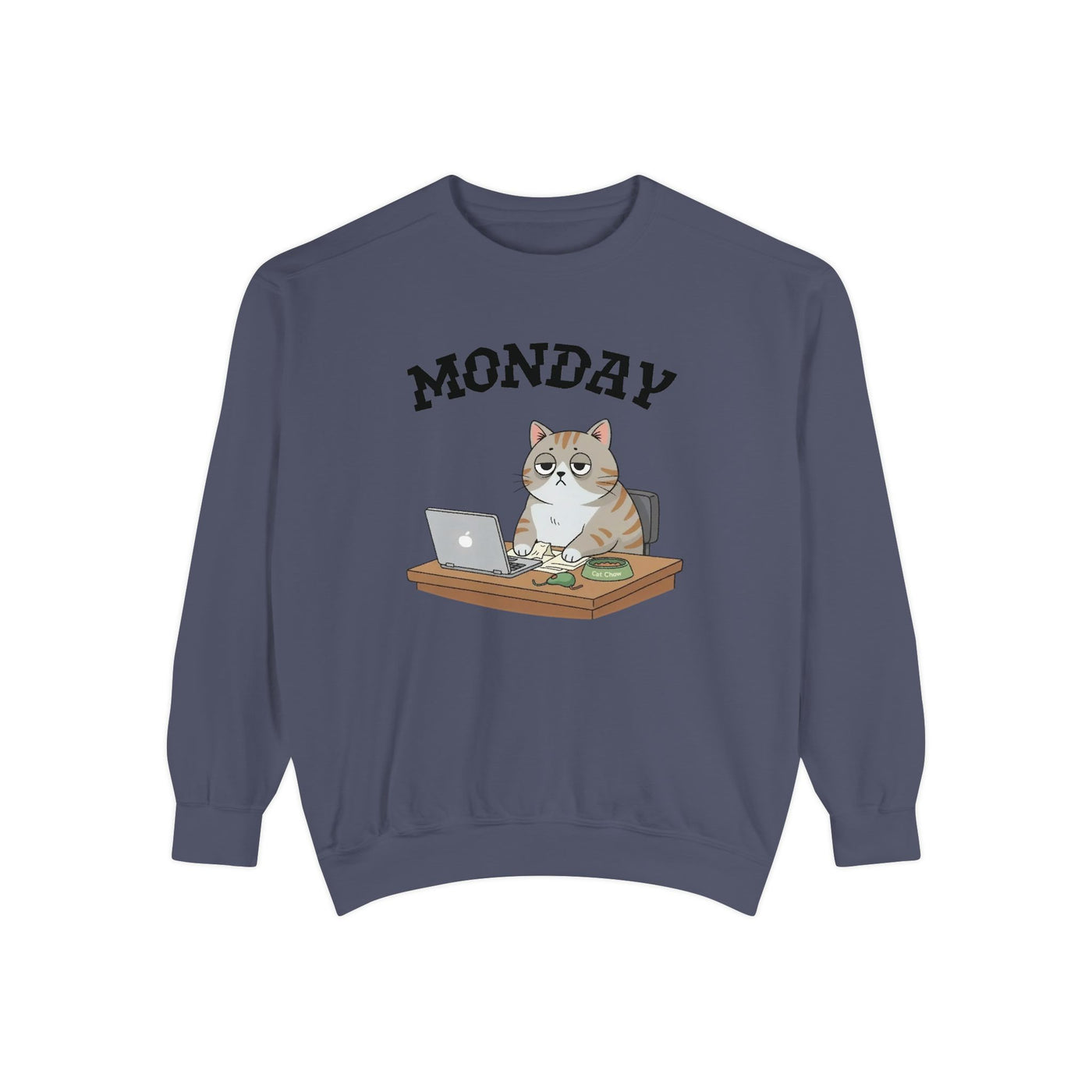 Monday Face Cat Stares Blankly Unisex Crewneck Sweatshirt style 4