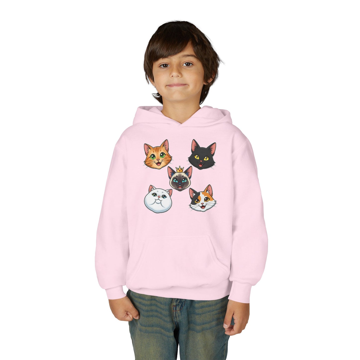 Fun Cat Heads Unisex Youth & Kids Heavy Blend Hoodie