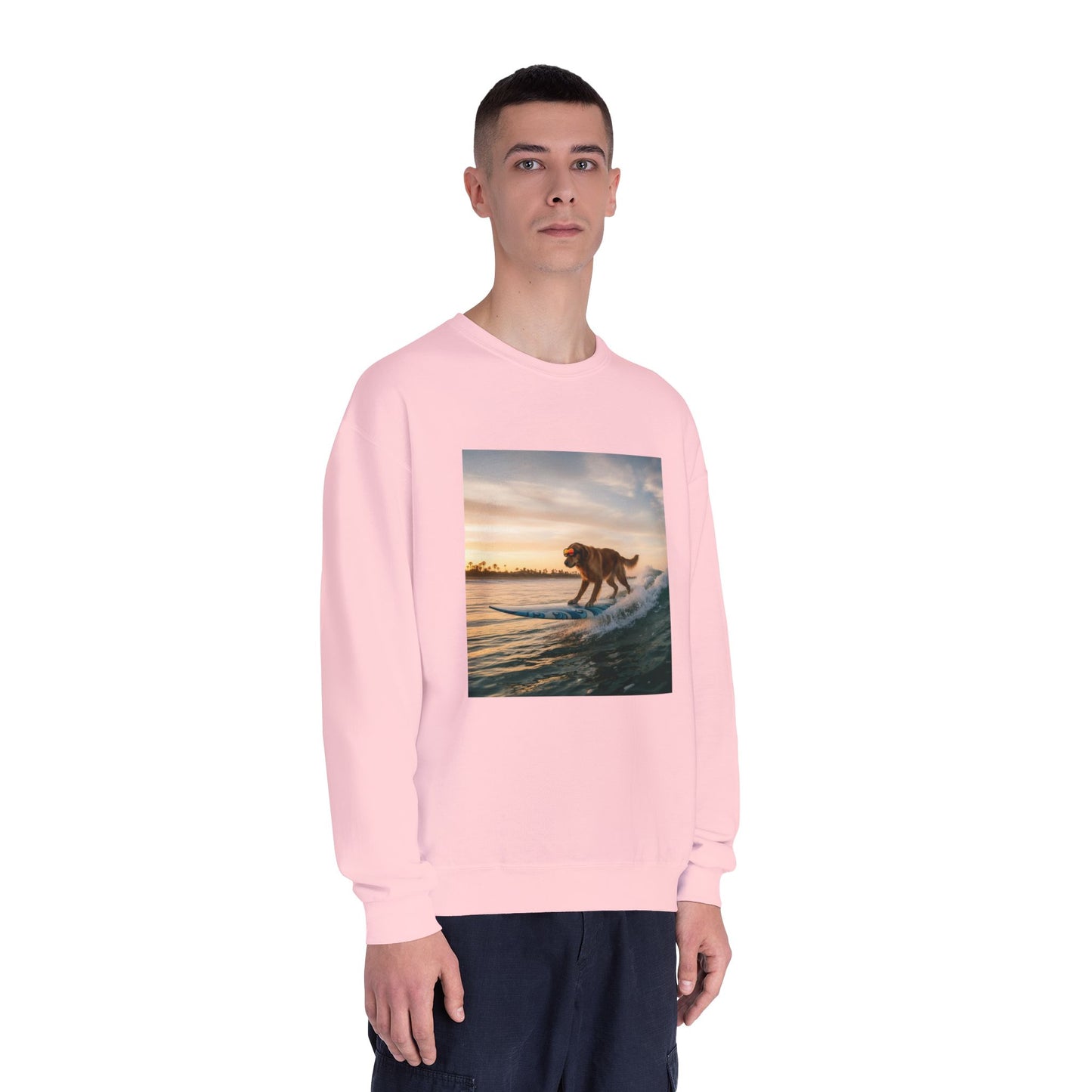 Surfing Dog Graphic Unisex NuBlend Crewneck Sweatshirt style 2