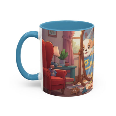 Super Pup Coffee Mug - Cute Puppy in Superhero Costume Accent Mug 11oz