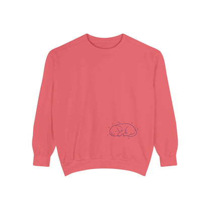 Sleeping dog shadow Cozy Graphic Unisex Crewneck Sweatshirt - Blue