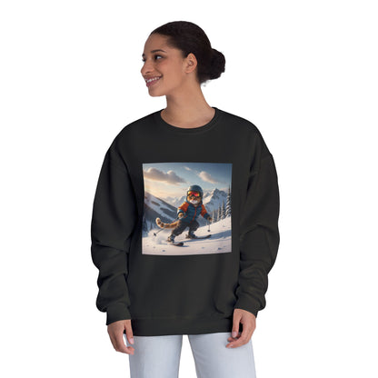 Skiing Cat Graphic Unisex NuBlend Crewneck Sweatshirt