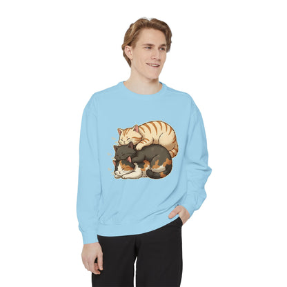 3 Cute Sleeping Cats Cozy Graphic Unisex Crewneck Sweatshirt style 4