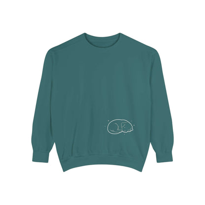 Sleeping dog shadow Cozy Graphic Unisex Crewneck Sweatshirt - White
