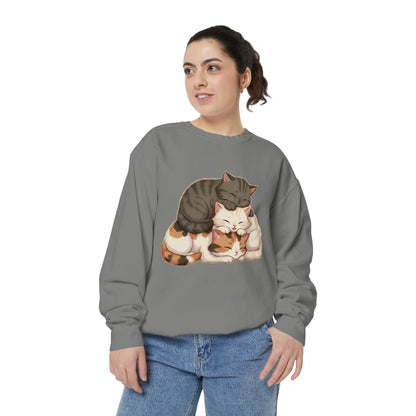 3 Cute Sleeping Cats Cozy Graphic Unisex Crewneck Sweatshirt style 3