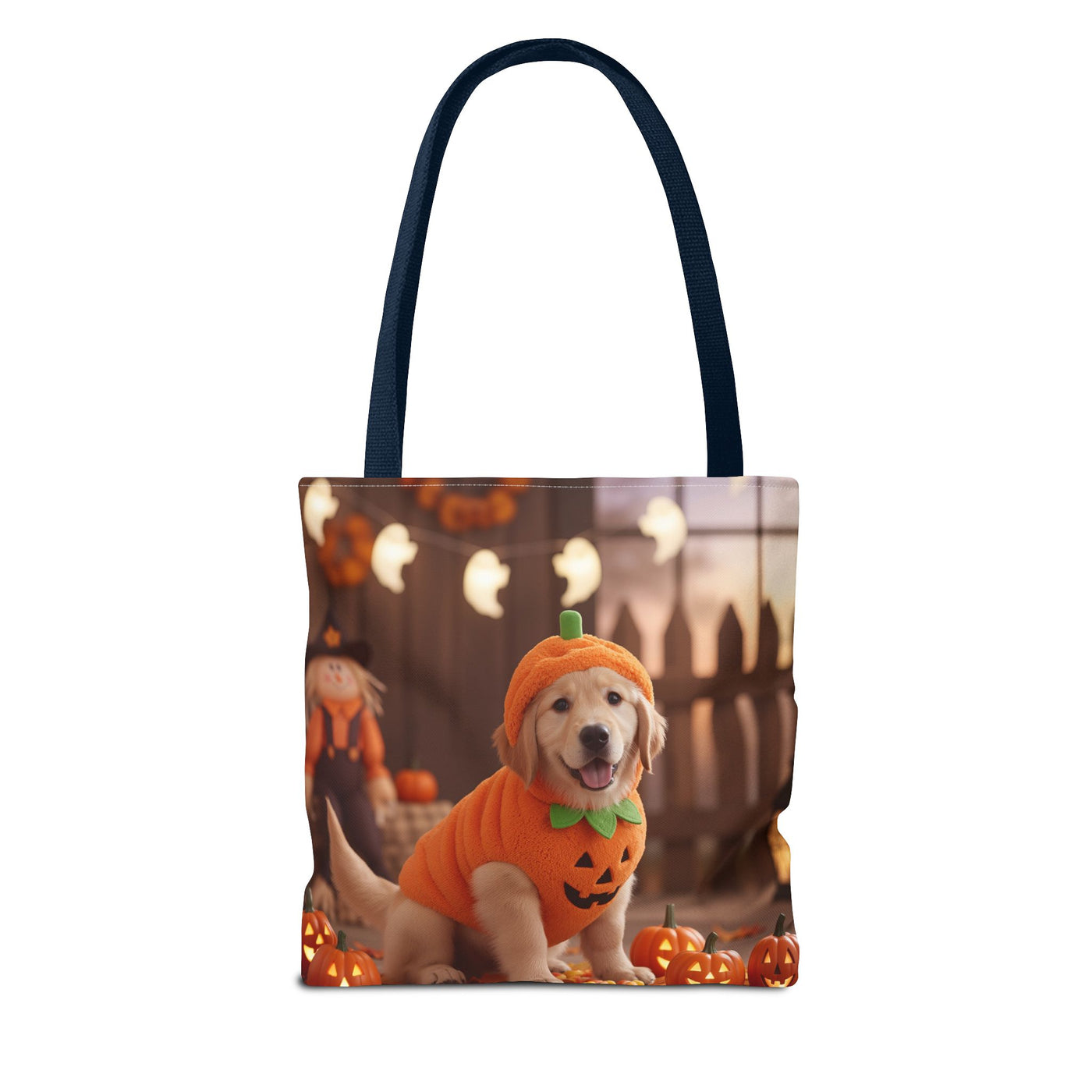 Adorable Halloween Puppy Tote Bag, Dog Lover Bag, Spooky Season Accessories, Pumpkin Patch Shopper, Cute Pet Gift