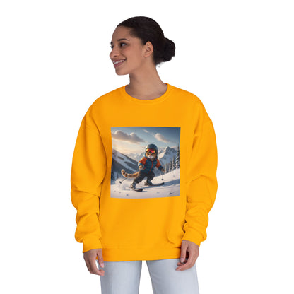 Skiing Cat Graphic Unisex NuBlend Crewneck Sweatshirt