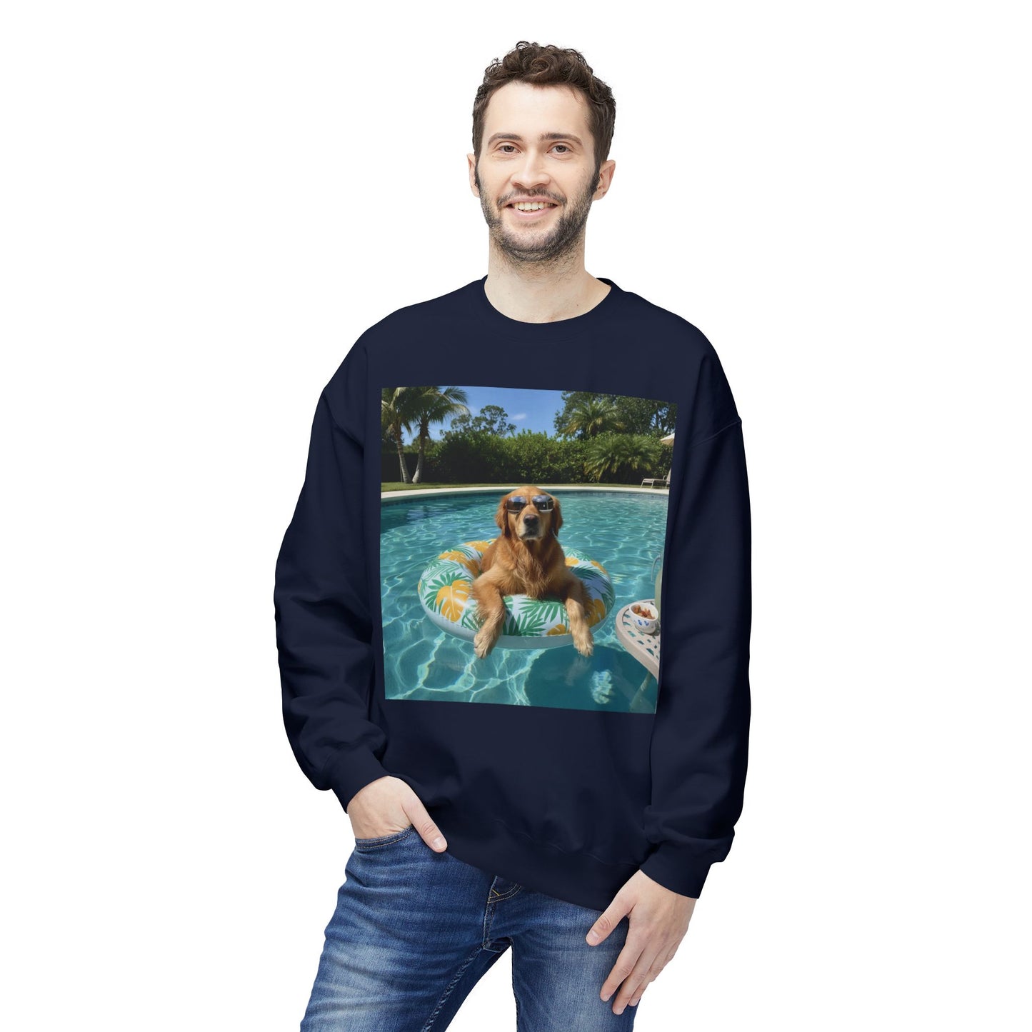Swimming Pool Vibes Graphic Dog Unisex Crewneck Sweatshirt