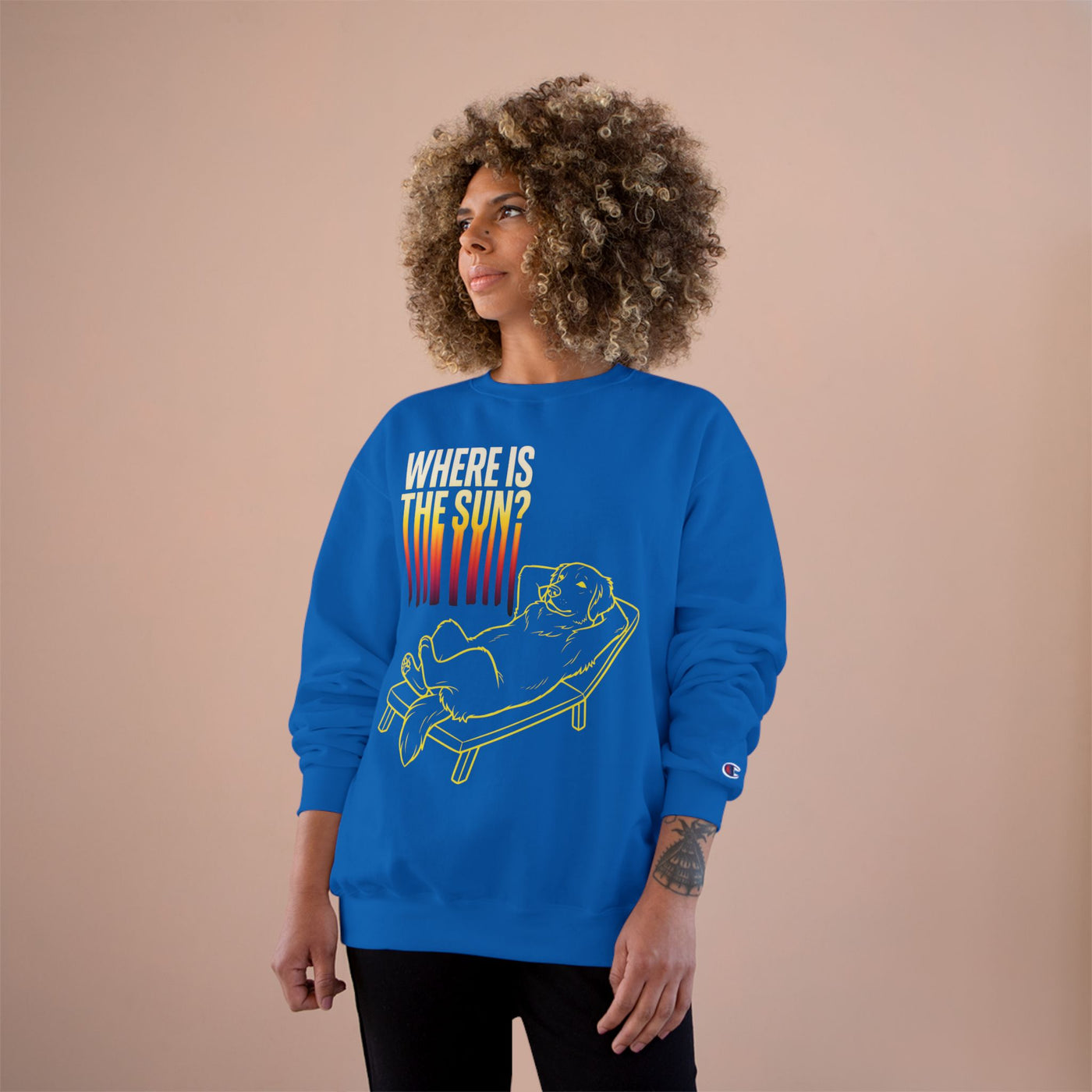 Where is the Sun? Dog Graphic Champion Unisex Crewneck Sweatshirt