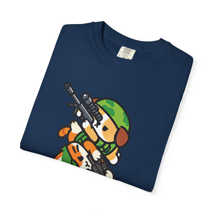 Cute Soldier Sniper Dog & Cat Unisex Graphic T-Shirt