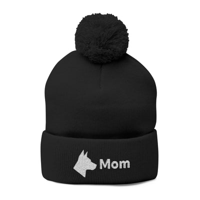 Embroidered Dog Mom Pom-Pom Knit Cap