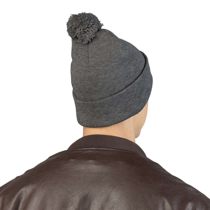 Embroidered Dog Mom Pom-Pom Knit Cap