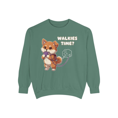 Cute Dog Walk Time style 3 Cozy Graphic Unisex Crewneck Sweatshirt