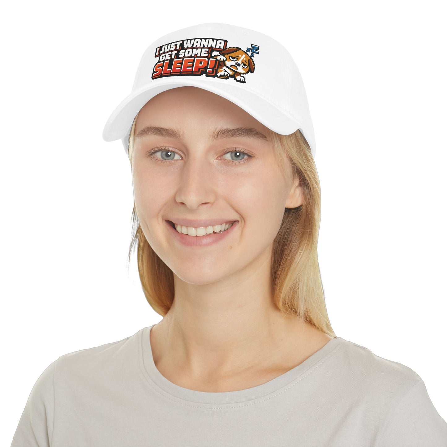 I Just Wanna Get Some Sleep Pixel Dog Low Profile Cap Hat