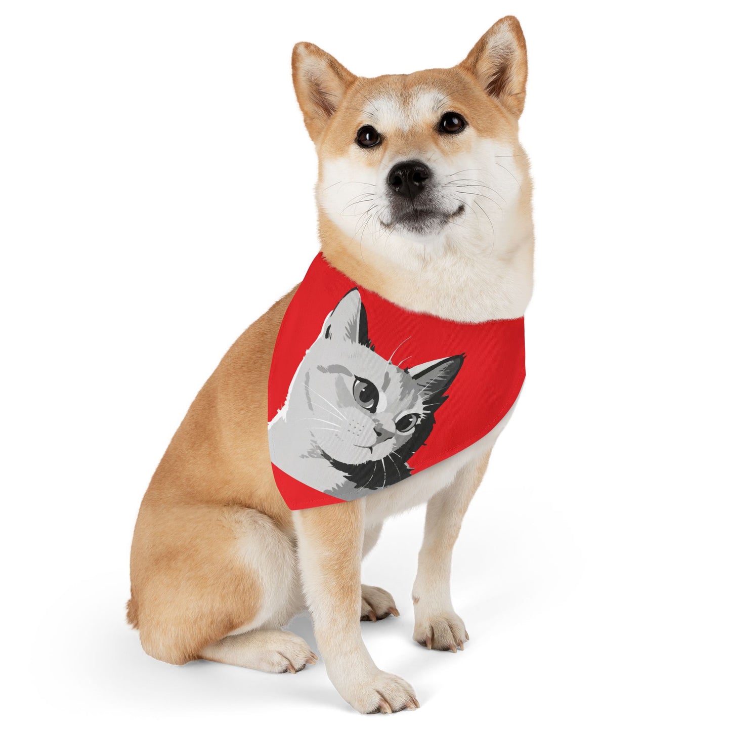 Cat head Bandana Collar Cats and Dogs Accessory Red
