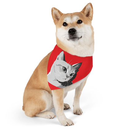 Cat head Bandana Collar Cats and Dogs Accessory Red