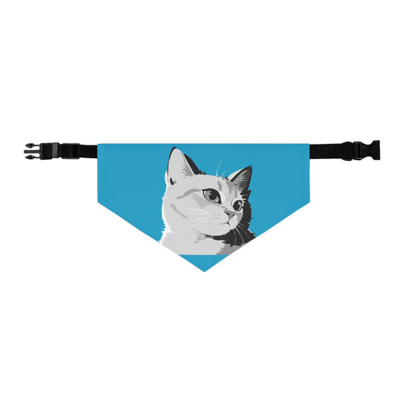 Turquoise Cat head Bandana Collar for Cats and Dogs, Cute Pet Accessory, Cat Fashion, Cat Gift, Playful Pet Gear