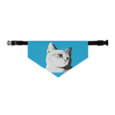 Turquoise Cat head Bandana Collar for Cats and Dogs, Cute Pet Accessory, Cat Fashion, Cat Gift, Playful Pet Gear
